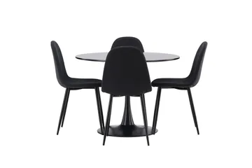 Glade Matgrupp 100 cm Rund med 4 Polar stolar - Svart - Products - Möbler - Bord & matgrupp - Matgrupp