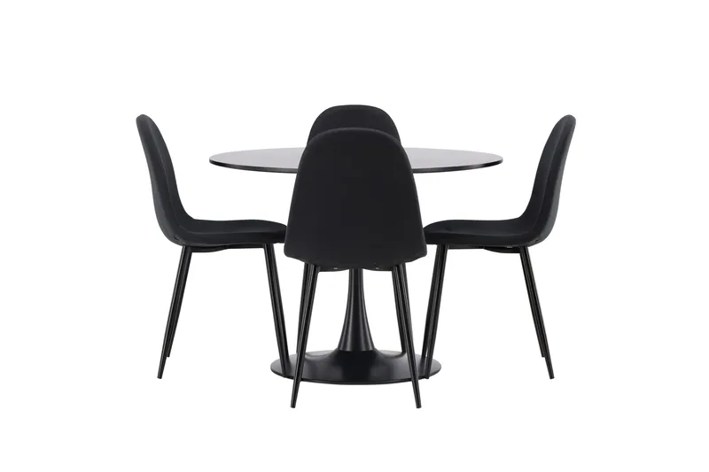 Glade Matgrupp 100 cm Rund med 4 Polar stolar - Svart - Products - Möbler - Bord & matgrupp - Matgrupp