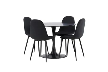 Glade Matgrupp 100 cm Rund med 4 Polar stolar - Svart - Products - Möbler - Bord & matgrupp - Matgrupp