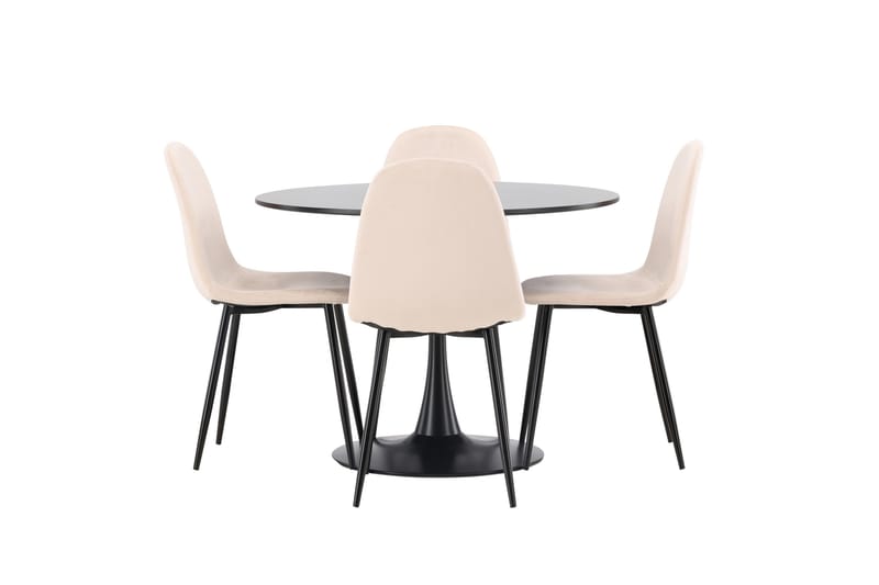 Glade Matgrupp 100 cm Rund med 4 Polar stolar, Beige