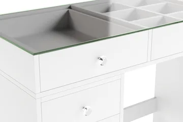 Glow Stort sminkbord med glasskiva - Förvaring med lådor och fack  120 cm - Vit - Products - Möbler - Bord & matgrupp - Sminkbord & toalettbord