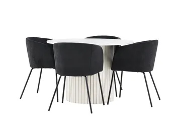 Härön Matgrupp 110 cm Rund med 4 Berit stolar - Vit/Svart - Products - Möbler - Bord & matgrupp - Matgrupp