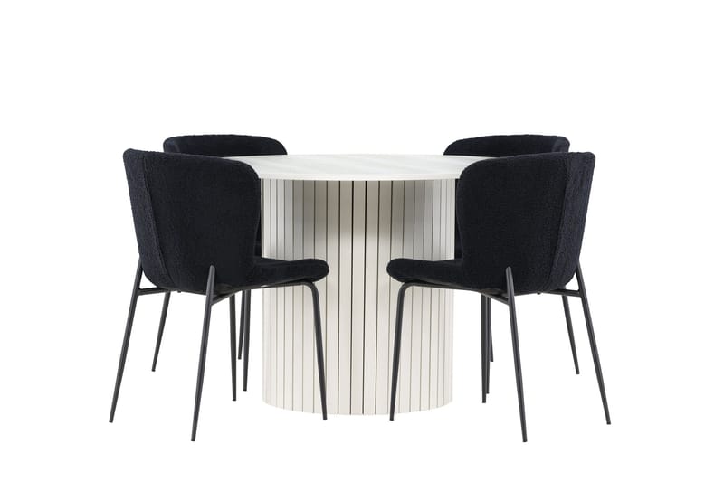 Härön Matgrupp 110 cm Rund med 4 Modesto stolar - Vit/Svart - Products - Möbler - Bord & matgrupp - Matgrupp