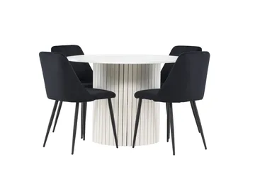 Härön Matgrupp 110 cm Rund med 4 Night stolar - Vit/Svart - Products - Möbler - Bord & matgrupp - Matgrupp