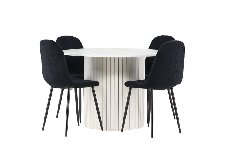 Härön Matgrupp 110 cm Rund med 4 Polar stolar - Vit/Svart - Products - Möbler - Bord & matgrupp - Matgrupp