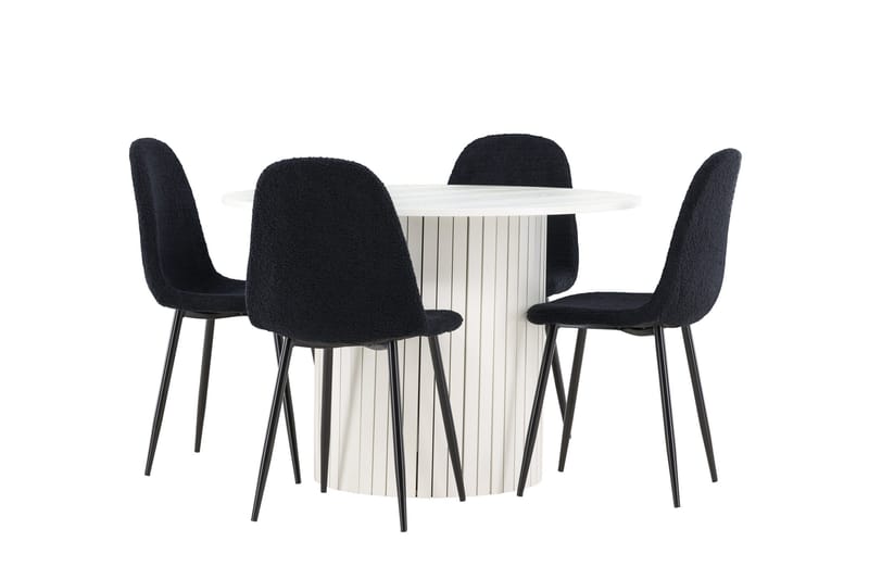Härön Matgrupp 110 cm Rund med 4 Polar stolar - Vit/Svart - Products - Möbler - Bord & matgrupp - Matgrupp