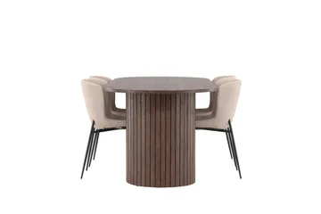 Härön Matgrupp 200 cm Oval med 4 Modesto stolar - Mocca/Beige - Products - Möbler - Bord & matgrupp - Matgrupp