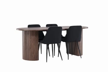 Härön Matgrupp 200 cm Oval med 4 Night stolar - Mocca/Svart - Products - Möbler - Bord & matgrupp - Matgrupp