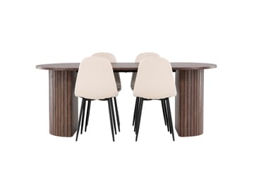 Härön Matgrupp 200 cm Oval med 4 Polar stolar - Mocca/Beige - Products - Möbler - Bord & matgrupp - Matgrupp