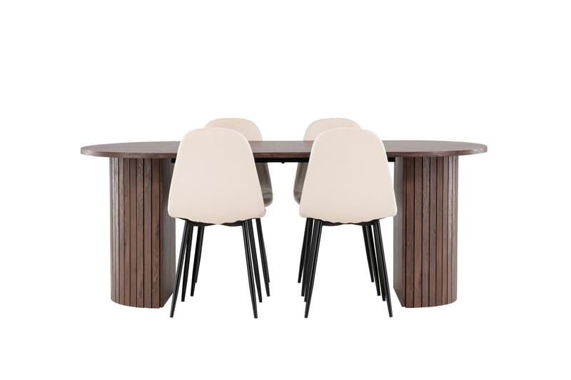 Härön Matgrupp 200 cm Oval med 4 Polar stolar - Mocca/Beige - Products - Möbler - Bord & matgrupp - Matgrupp