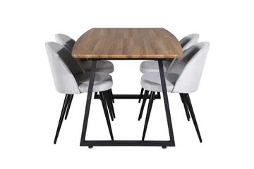 Inca Matgrupp 160 cm Rektangulär med 4 Velvet Stolar - Svart - Products - Möbler - Bord & matgrupp - Matgrupp