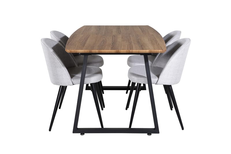 Inca Matgrupp 160 cm Rektangulär med 4 Velvet Stolar, Svart