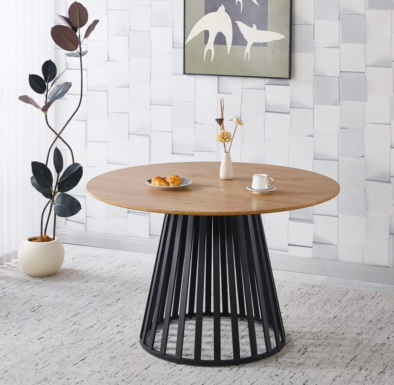 Inez runt matbord Ø120 cm ekfanèr / Svart metall - Ekfanèr / Svart Metall - Products - Möbler - Bord & matgrupp - Matbord & köksbord