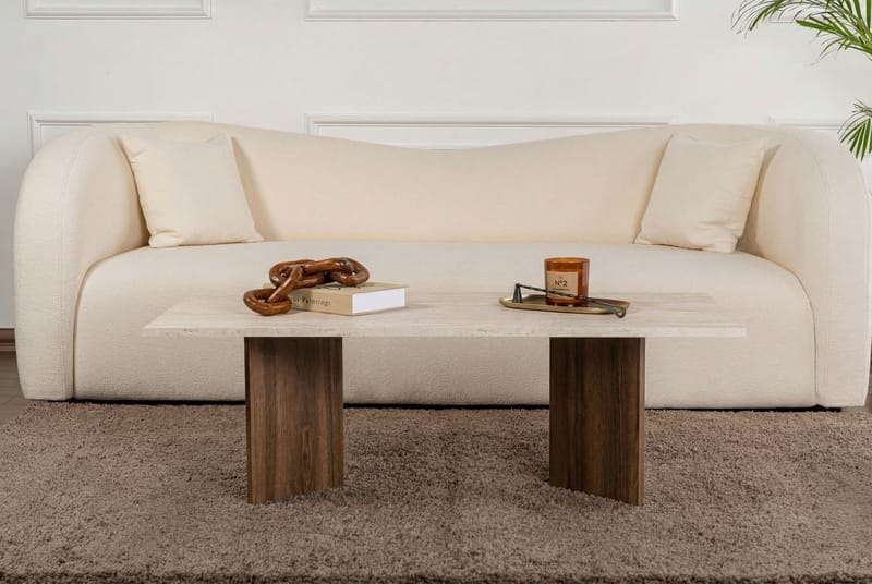 Isami Soffbord 119x40x60 cm - Travertin, Venezia-valnöt - Products - Möbler - Bord & matgrupp - Soffbord