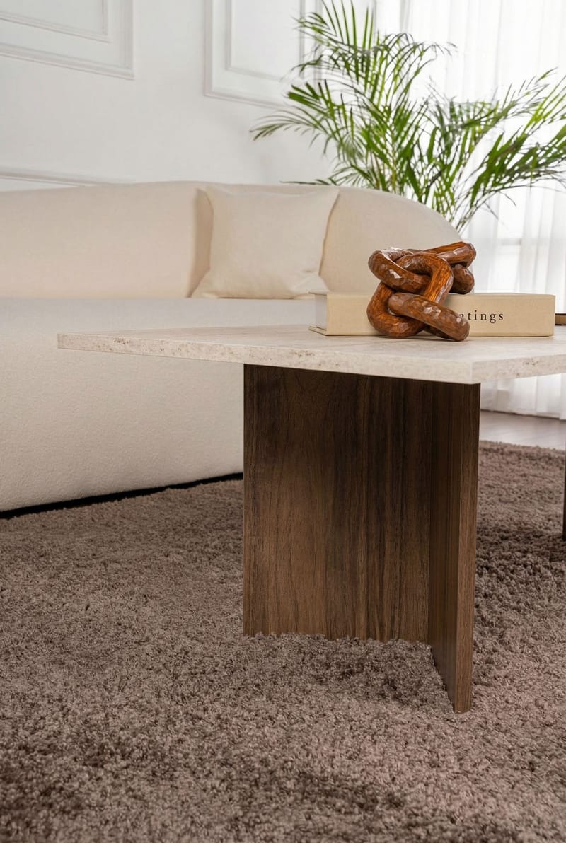 Isami Soffbord 119x40x60 cm - Travertin, Venezia-valnöt - Products - Möbler - Bord & matgrupp - Soffbord
