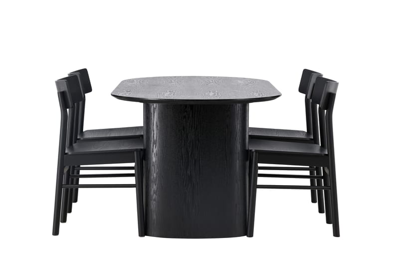 Isolde Matgrupp 180 cm Oval med 4 Montros stolar - Svart - Products - Möbler - Bord & matgrupp - Matgrupp