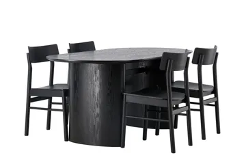 Isolde Matgrupp 180 cm Oval med 4 Montros stolar - Svart - Products - Möbler - Bord & matgrupp - Matgrupp