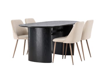 Isolde Matgrupp 180 cm Oval med 4 Night Stolar - Svart - Products - Möbler - Bord & matgrupp - Matgrupp