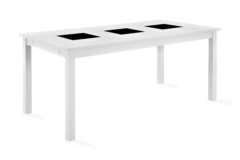 Jasmin Förlängningsbart Matbord 180 cm +  6 st Nibe stol grå med ek ben - Vit/Grå - Products - Möbler - Bord & matgrupp - Matgrupp