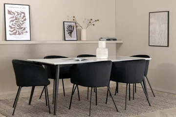 Jimmy Matgrupp 195 cm Rektangulär med 6 Berit stolar - Svart - Products - Möbler - Bord & matgrupp - Matgrupp