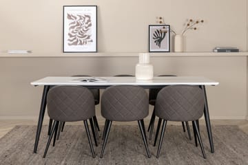 Jimmy Matgrupp 195 cm Rektangulär med 6 Velvet stolar - Svart - Products - Möbler - Bord & matgrupp - Matgrupp