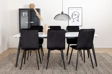 Jimmy Matgrupp 195 cm Rektangulär med 6 Windu Lyx stolar - Svart - Products - Möbler - Bord & matgrupp - Matgrupp