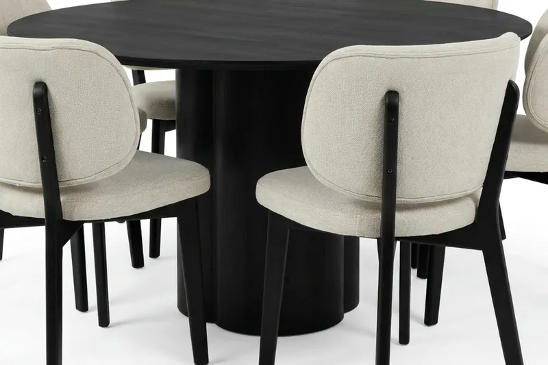 Juno Matgrupp 150 cm runt i Svart med 6 Eira Matstolar - Svart - Products - Möbler - Bord & matgrupp - Matgrupp