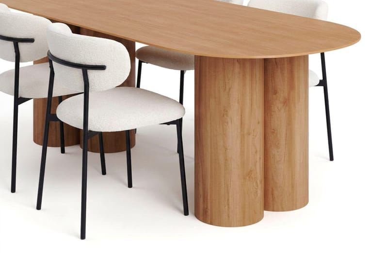 Juno Matgrupp rektangulärt 220 cm Ek med 8 Lucy Matstolar - Ek - Products - Möbler - Bord & matgrupp - Matgrupp
