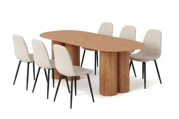 Beige/Svarta metallben - Brun