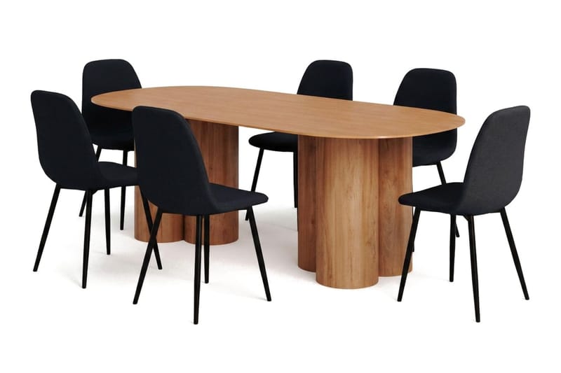 Juno Matgrupp rektangulärt 220 cm Ek med 8 Nibe Matstolar - Ek - Products - Möbler - Bord & matgrupp - Matgrupp