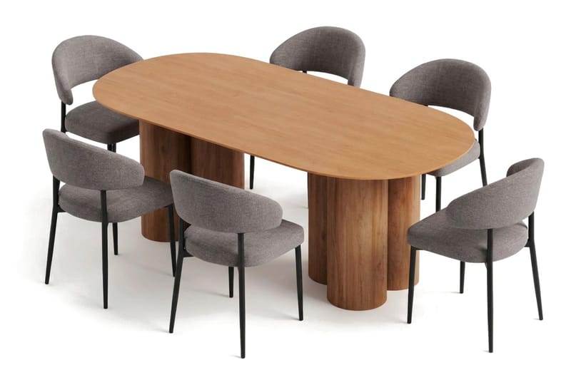Juno Matgrupp rektangulärt 220 cm Ek med 8 Sawako Matstolar - Ek - Products - Möbler - Bord & matgrupp - Matgrupp