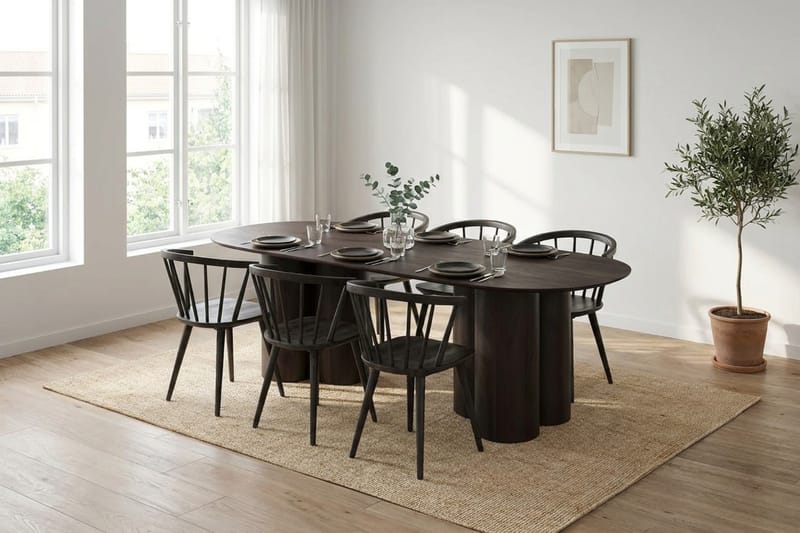 Juno Matgrupp rektangulärt 220 cm Rökt Ek med 8 Tyrö Matstolar - Rökt ek - Products - Möbler - Bord & matgrupp - Matgrupp