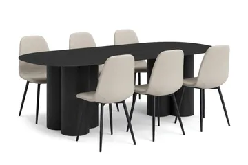 Juno Matgrupp rektangulärt 220 cm Svart med 8 Nibe Matstolar - Svart - Products - Möbler - Bord & matgrupp - Matgrupp