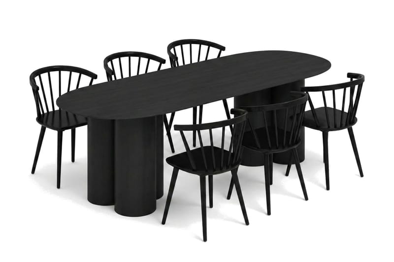 Juno Matgrupp rektangulärt 220 cm Svart med 8 Tyrö Matstolar - Svart - Products - Möbler - Bord & matgrupp - Matgrupp