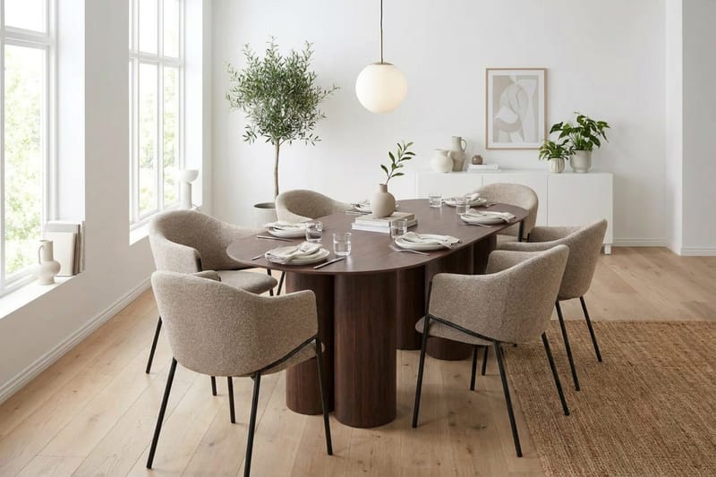 Juno Matgrupp rektangulärt 220 cm Valnöt med 8 Filip Matstolar - Valnöt - Products - Möbler - Bord & matgrupp - Matgrupp