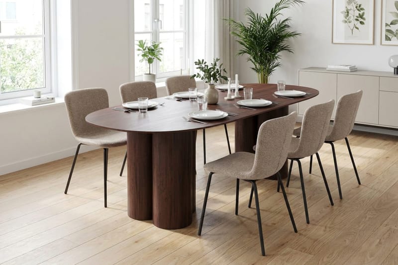Juno Matgrupp rektangulärt 220 cm Valnöt med 8 Katy Matstolar - Valnöt - Products - Möbler - Bord & matgrupp - Matgrupp