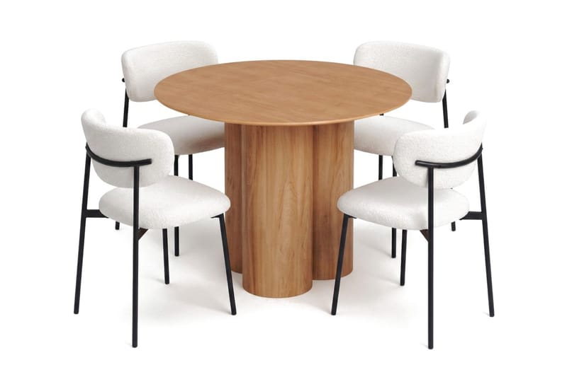 Juno Matgrupp runt 110 cm Ek med 4 Lucy Matstolar - Ek - Products - Möbler - Bord & matgrupp - Matgrupp