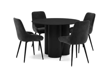 Juno Matgrupp runt 110 cm Svart med 4 Alsarp Matstolar - Svart - Products - Möbler - Bord & matgrupp - Matgrupp
