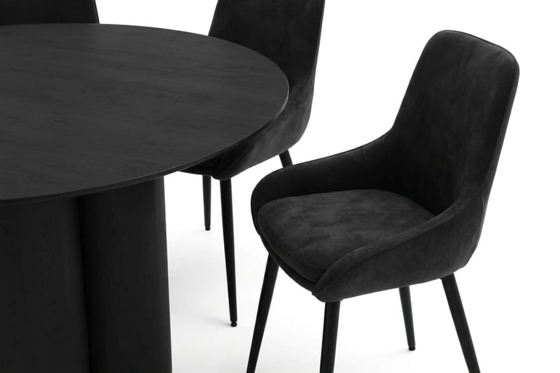 Juno Matgrupp runt 110 cm Svart med 4 Alsarp Matstolar - Svart - Products - Möbler - Bord & matgrupp - Matgrupp