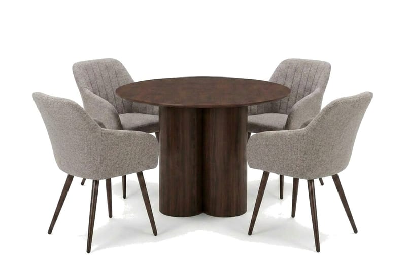 Juno Matgrupp runt 110 cm Valnöt med 4 Filippa Matstolar - Valnöt - Products - Möbler - Bord & matgrupp - Matgrupp