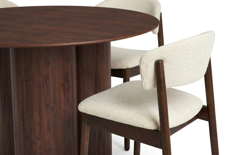 Juno Matgrupp runt 110 cm Valnöt med 4 Nala Matstolar - Valnöt - Products - Möbler - Bord & matgrupp - Matgrupp