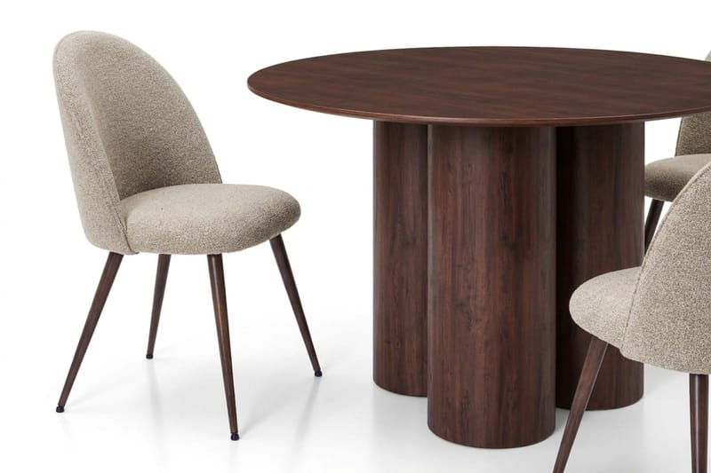Juno Matgrupp runt 110 cm Valnöt med 4 Nibe Plus Matstolar - Valnöt - Products - Möbler - Bord & matgrupp - Matgrupp