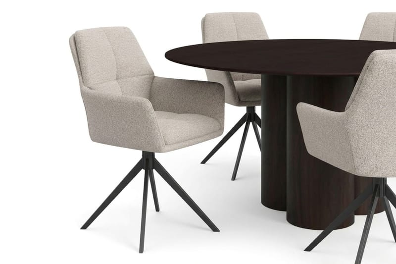Juno Matgrupp runt 130 cm Rökt Ek med 6 Torsby Matstolar - Rökt ek - Products - Möbler - Bord & matgrupp - Matgrupp
