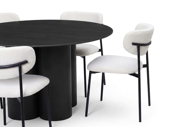 Juno Matgrupp runt 130 cm Svart med 6 Lucy Matstolar - Svart - Products - Möbler - Bord & matgrupp - Matgrupp