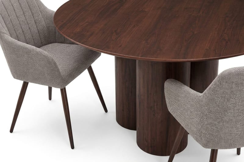 Juno Matgrupp runt 130 cm Valnöt med 6 Filippa Matstolar - Valnöt - Products - Möbler - Bord & matgrupp - Matgrupp