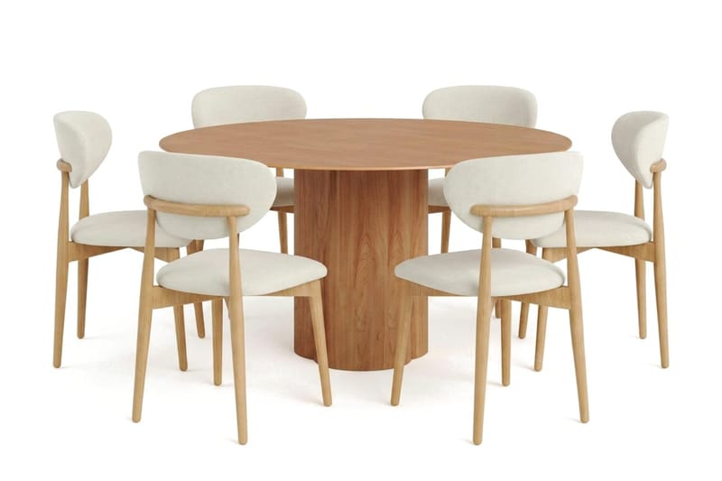 Juno Matgrupp runt 150 cm Ek med 6 Molly Matstolar - Ek - Products - Möbler - Bord & matgrupp - Matgrupp