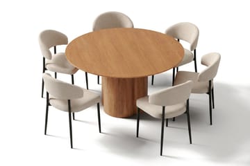 Juno Matgrupp runt 150 cm Ek med 6 Sawako Matstolar - Ek - Products - Möbler - Bord & matgrupp - Matgrupp