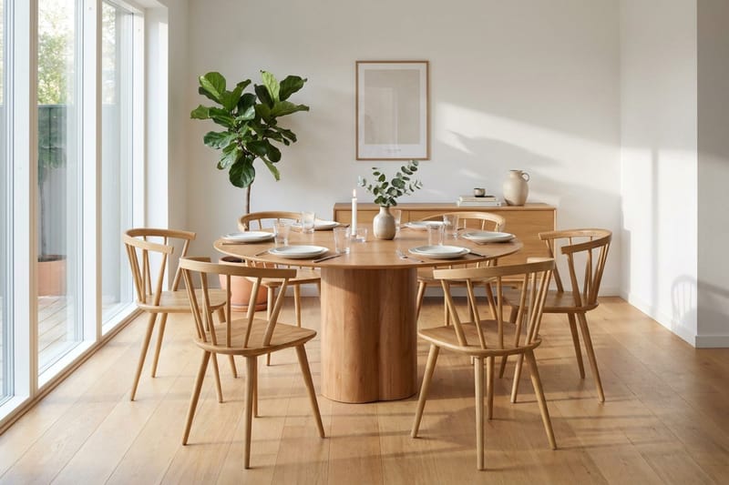 Juno Matgrupp runt 150 cm Ek med 6 Tyrö Matstolar - Ek - Products - Möbler - Bord & matgrupp - Matgrupp