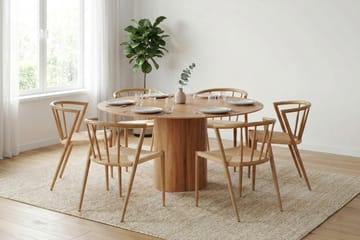Juno Matgrupp runt 150 cm Ek med 6 Winston Matstolar - Ek - Products - Möbler - Bord & matgrupp - Matgrupp