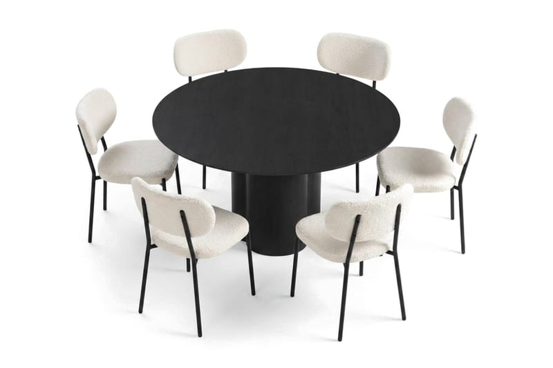 Juno Matgrupp runt 150 cm Svart med 6 Gemmiano Matstolar - Svart - Products - Möbler - Bord & matgrupp - Matgrupp
